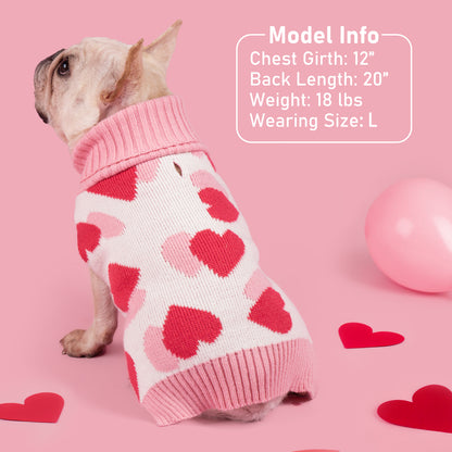 Valentine Heart Pink Dog Sweater