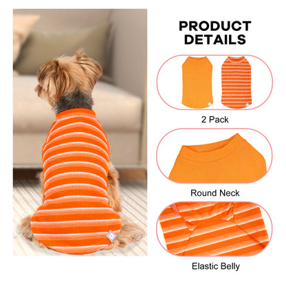 KYEESE 2Pack Waffle Dog Shirts – Lightweight Breathable Striped Tank Tops