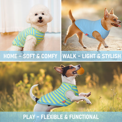 KYEESE 2Pack Striped Dog Shirts – Lightweight Cotton Sleeveless T-Shirts