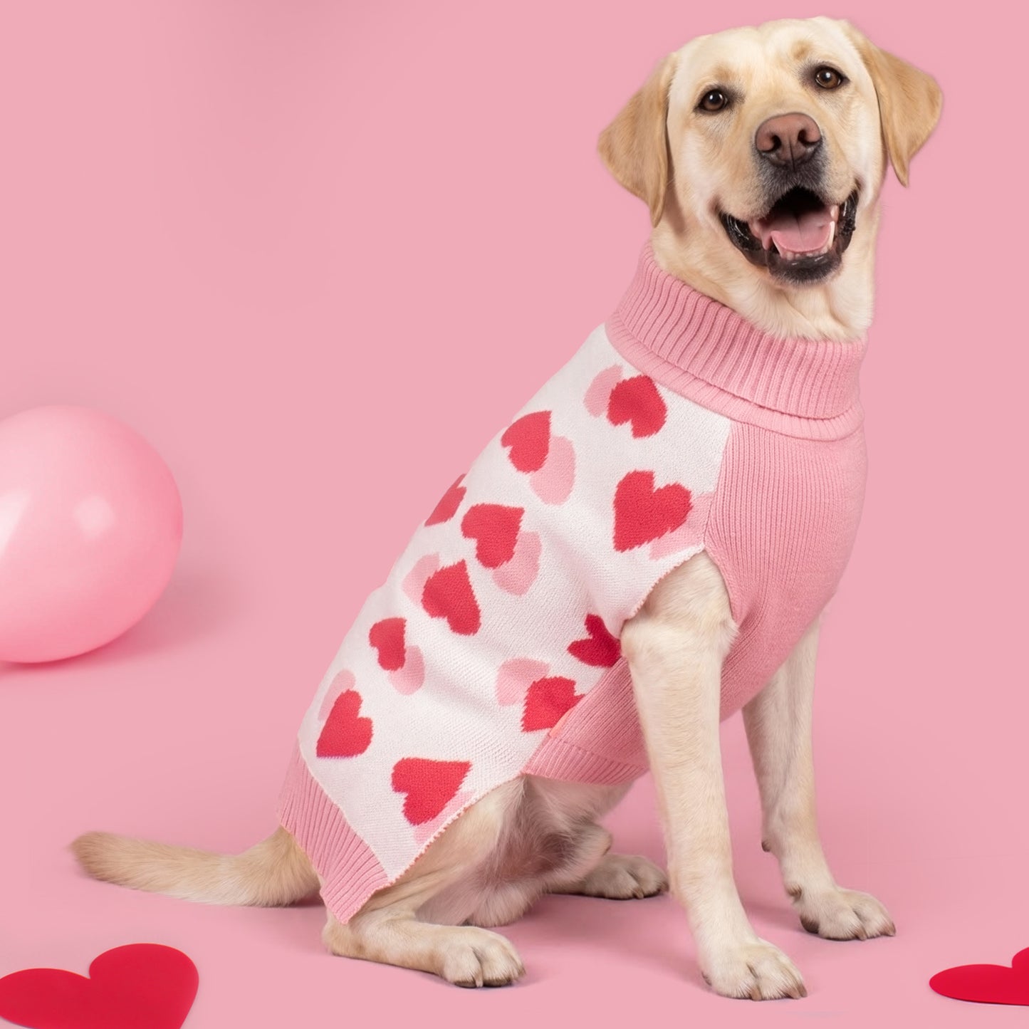 Valentine Heart Pink Dog Sweater