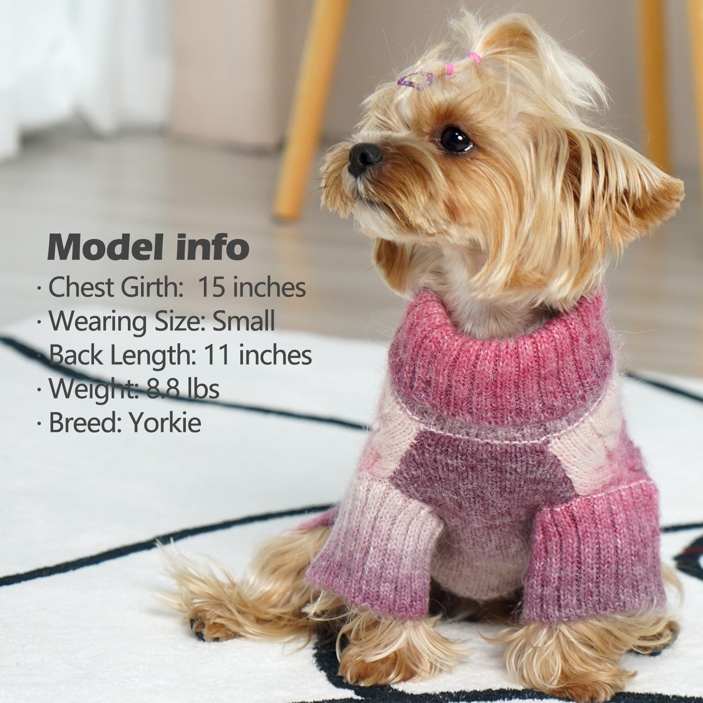 KYEESE Dog Sweaters-Color Block Fuzzy Thread Knitted Turtleneck Fall Winter Dog Sweater