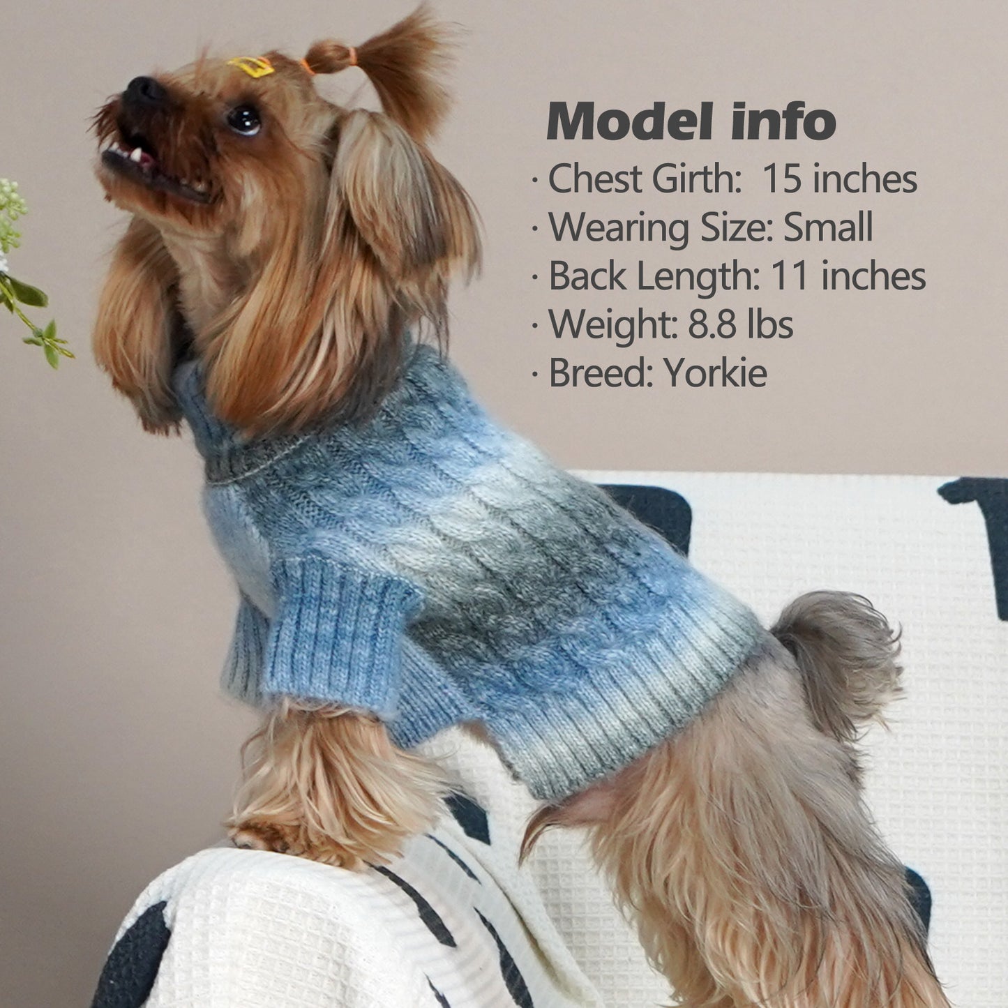 KYEESE Dog Sweaters-Color Block Fuzzy Thread Knitted Turtleneck Fall Winter Dog Sweater