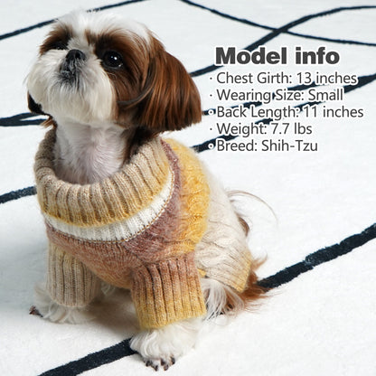 KYEESE Dog Sweaters-Color Block Fuzzy Thread Knitted Turtleneck Fall Winter Dog Sweater