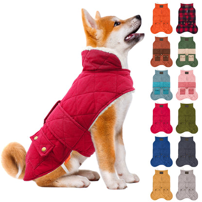 KYEESE Dog Coat-Pet Winter Coat with Leash Hole Thick Cat Clothes with Pocket Windproof Dog Jacket