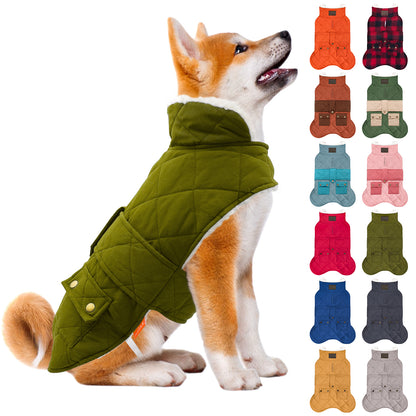 KYEESE Dog Coat-Pet Winter Coat with Leash Hole Thick Cat Clothes with Pocket Windproof Dog Jacket