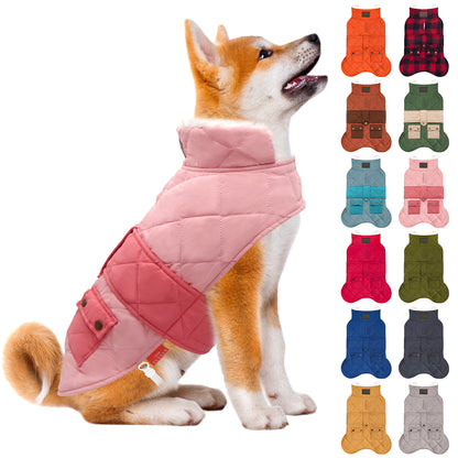 KYEESE Dog Coat-Pet Winter Coat with Leash Hole Thick Cat Clothes with Pocket Windproof Dog Jacket