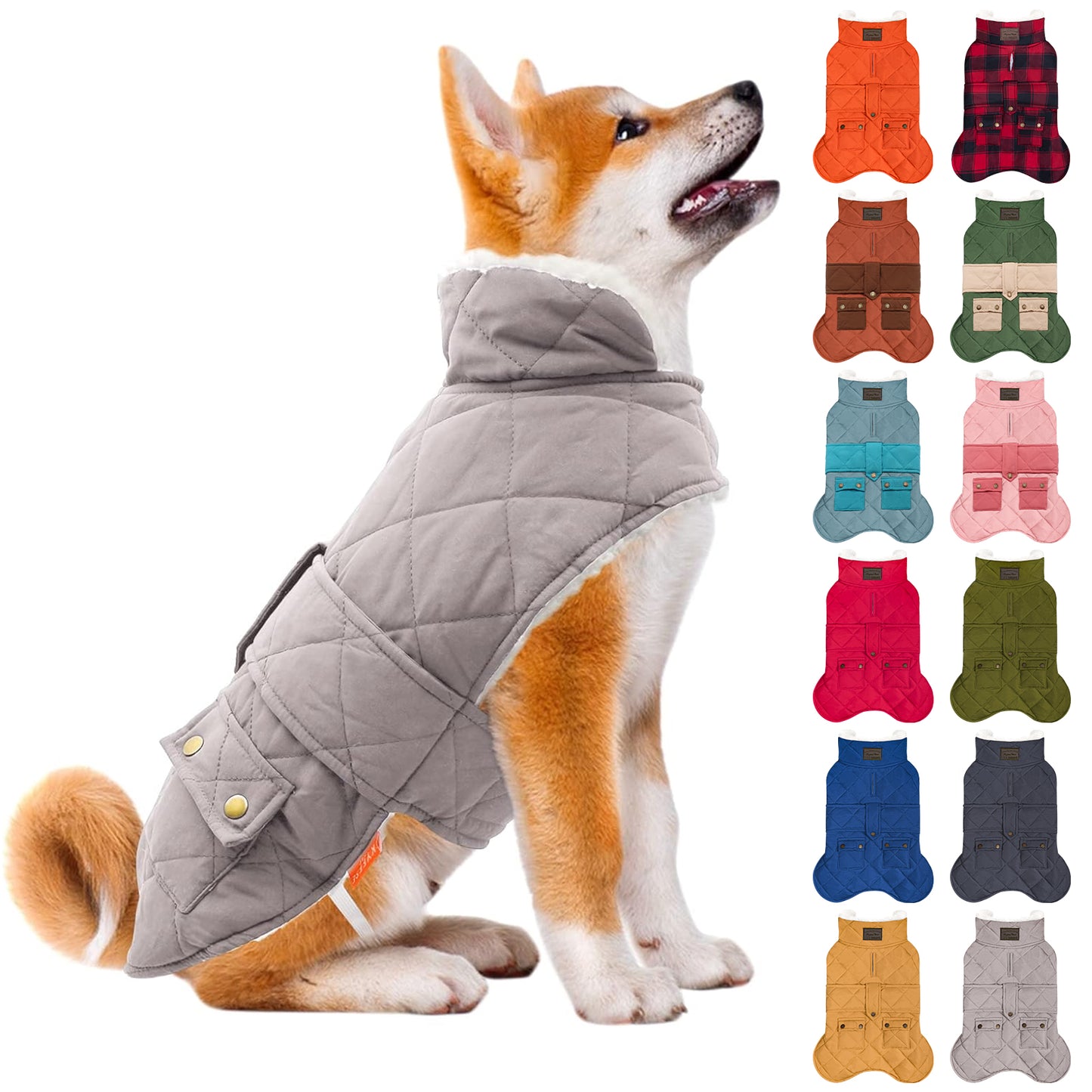 KYEESE Dog Coat-Pet Winter Coat with Leash Hole Thick Cat Clothes with Pocket Windproof Dog Jacket