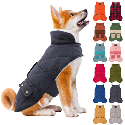 KYEESE Dog Coat-Pet Winter Coat with Leash Hole Thick Cat Clothes with Pocket Windproof Dog Jacket