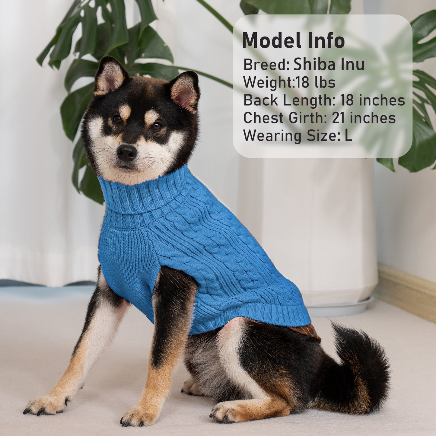 KYEESE Dog Sweater – Turtleneck Dog Sweater with Gingham Patchwork, Stretchy Knitwear Soft Warm