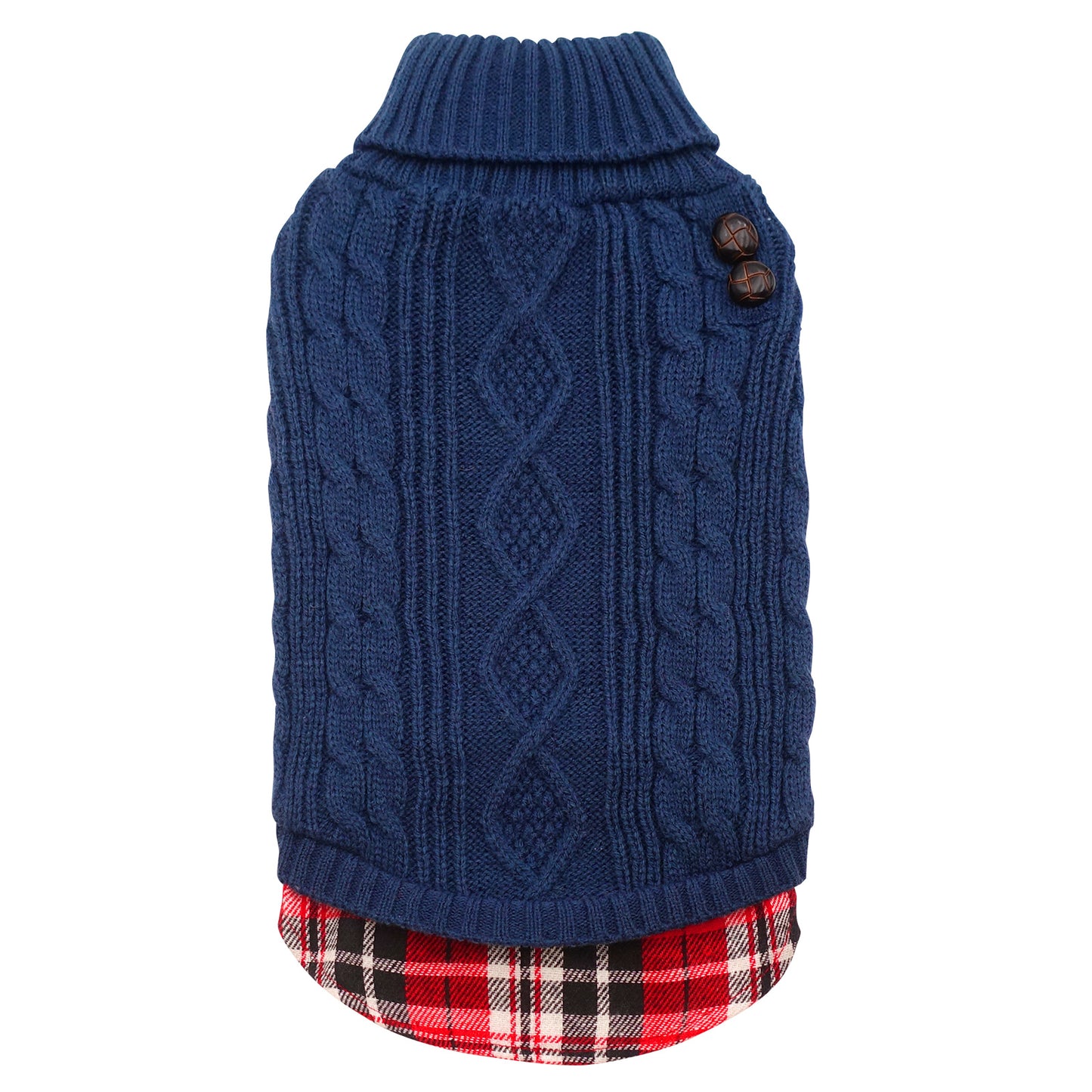 KYEESE Dog Sweater – Turtleneck Dog Sweater with Gingham Patchwork, Stretchy Knitwear Soft Warm