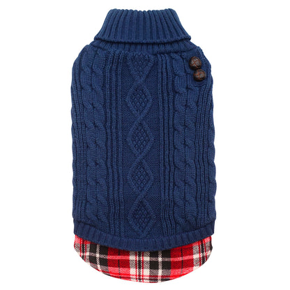 KYEESE Dog Sweater – Turtleneck Dog Sweater with Gingham Patchwork, Stretchy Knitwear Soft Warm