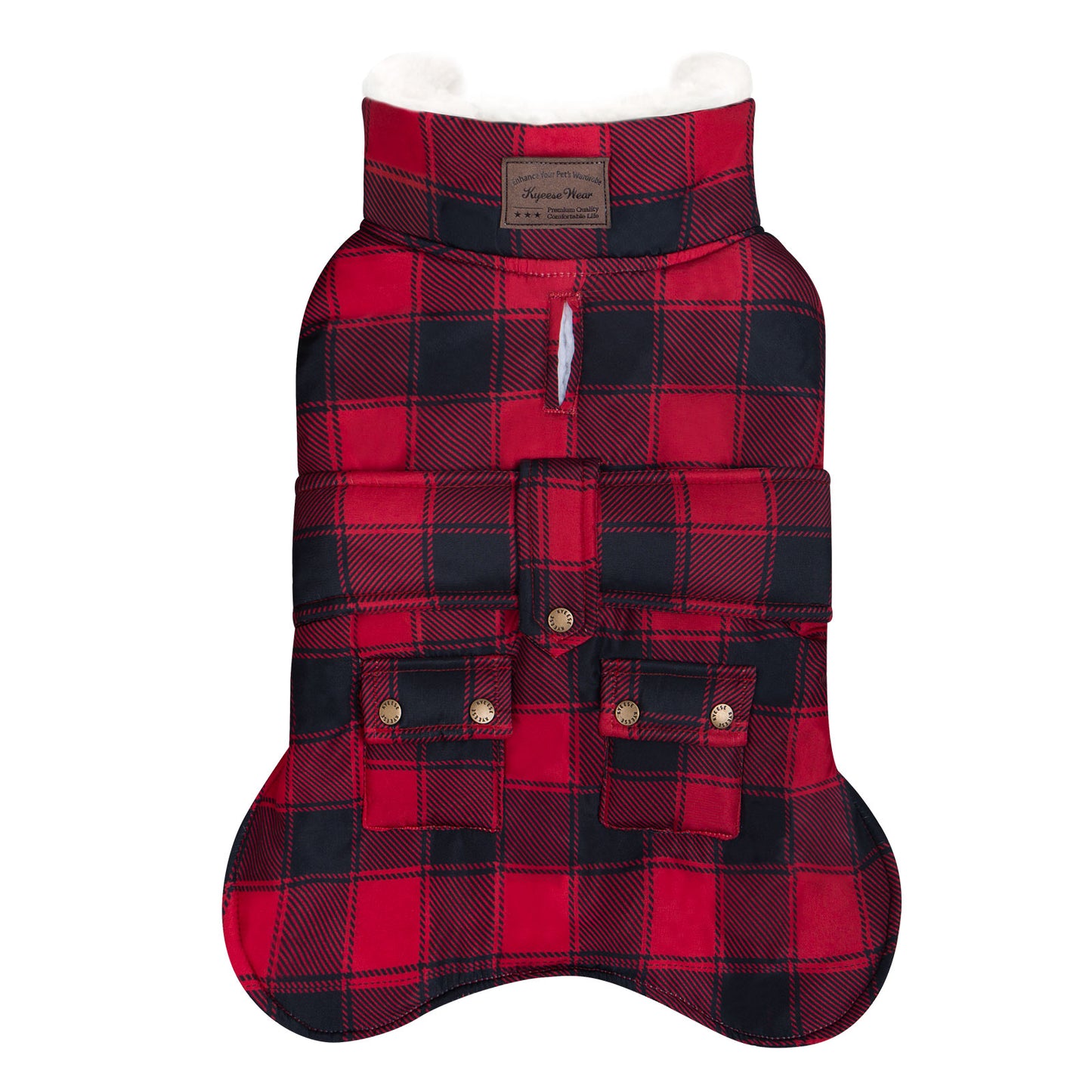 KYEESE Dog Coat-Pet Winter Coat with Leash Hole Thick Cat Clothes with Pocket Windproof Dog Jacket