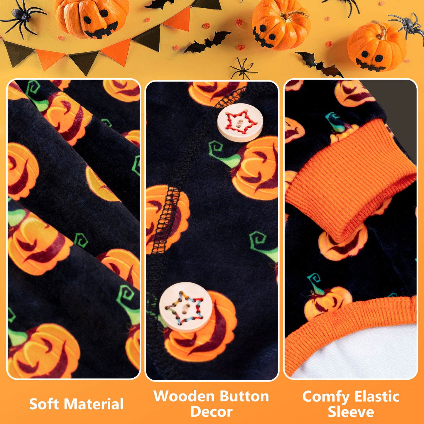 KYEESE Halloween  Dog Pajamas-Cute Pumpkin Turtleneck Festival Jammies