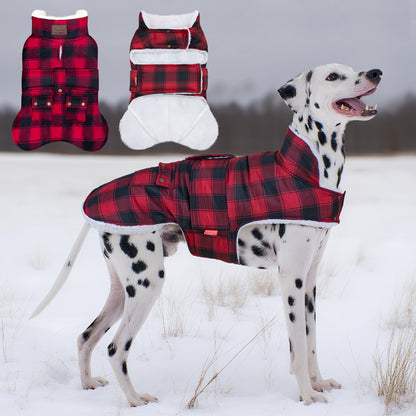 KYEESE Dog Coat-Pet Winter Coat with Leash Hole Thick Cat Clothes with Pocket Windproof Dog Jacket