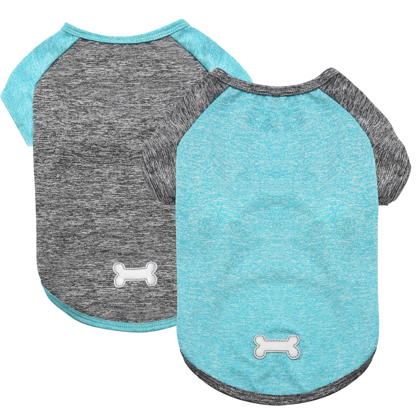 KYEESE 2 Pack Dog Shirt-Quick Dry Dog T-Shirts with Reflective Label Raglan Sleeve