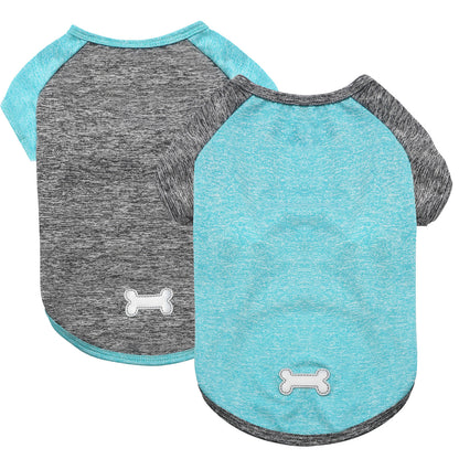 KYEESE 2 Pack Dog Shirt-Quick Dry Dog T-Shirts with Reflective Label Raglan Sleeve