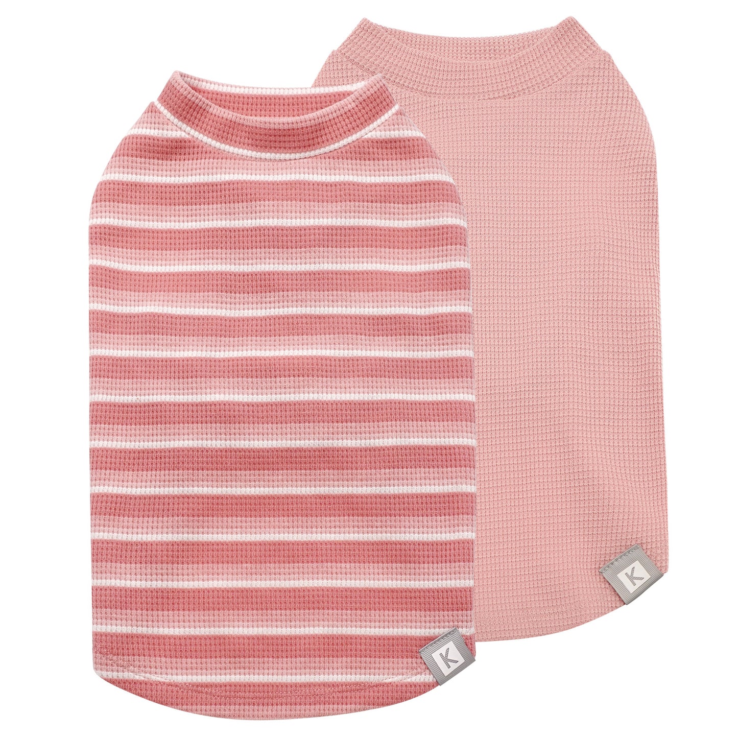 KYEESE 2Pack Waffle Dog Shirts – Lightweight Breathable Striped Tank Tops