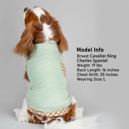 KYEESE Waffle Dog Shirts-with Pocket Decorations and Plaid Patchwork