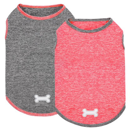 KYEESE 2 Pack Dog Shirts- Sun Protection Quick Dry Reflective Label Sleeveless Dog Vest