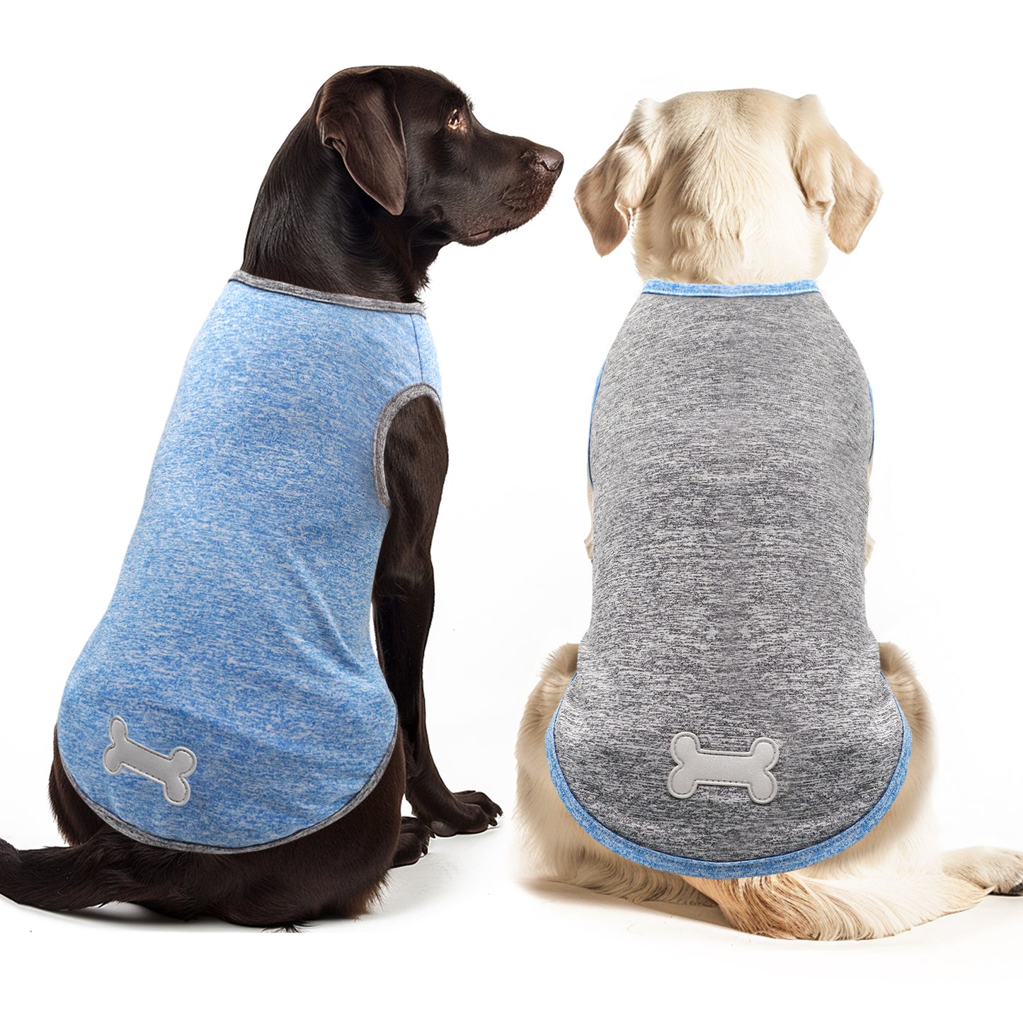KYEESE 2 Pack Dog Shirts- Sun Protection Quick Dry Reflective Label Sleeveless Dog Vest