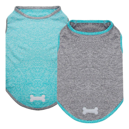 KYEESE 2 Pack Dog Shirts- Sun Protection Quick Dry Reflective Label Sleeveless Dog Vest