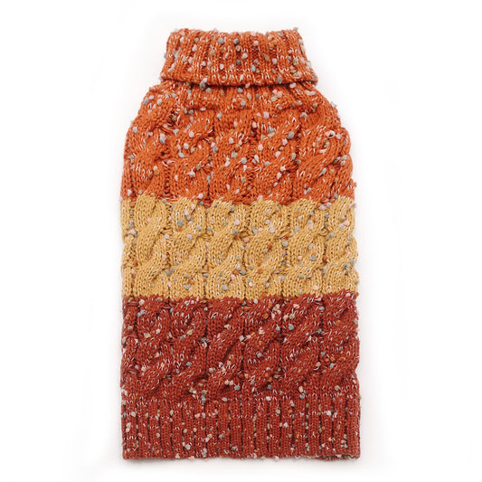KYEESE Dog Sweaters-Color Block Fuzzy Thread Knitted Turtleneck Fall Winter Dog Sweater