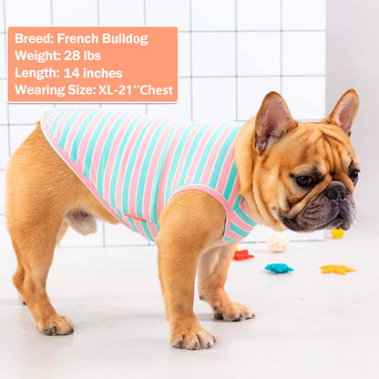 KYEESE 2Pack Striped Dog Shirts – Lightweight Cotton Sleeveless T-Shirts