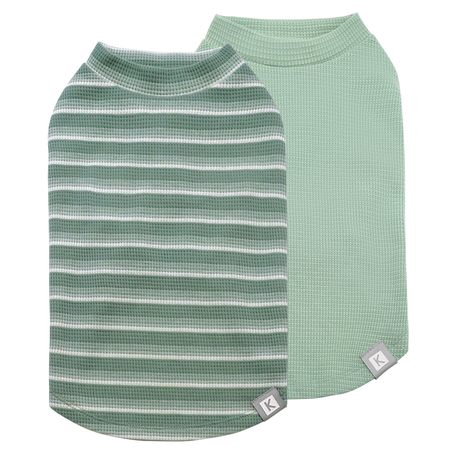 KYEESE 2Pack Waffle Dog Shirts – Lightweight Breathable Striped Tank Tops