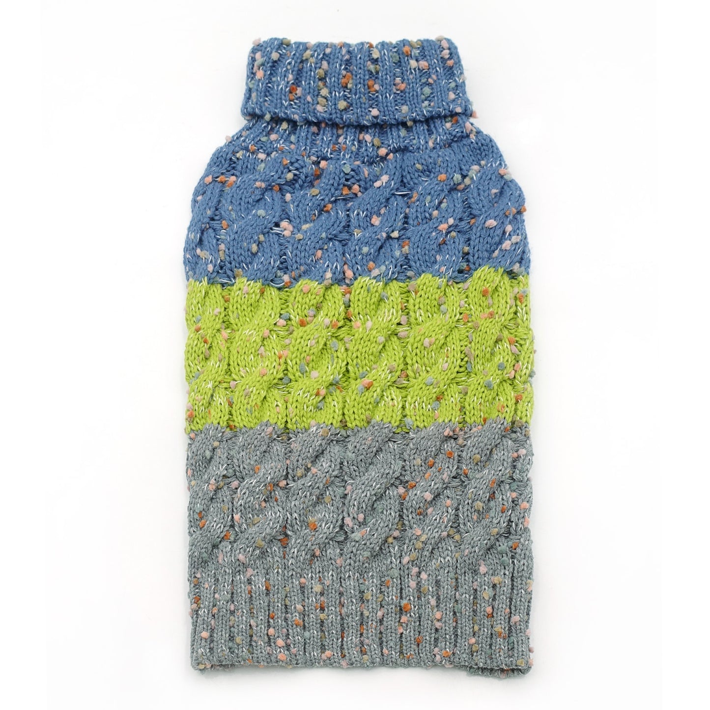 KYEESE Dog Sweaters-Color Block Fuzzy Thread Knitted Turtleneck Fall Winter Dog Sweater