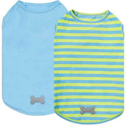 KYEESE 2Pack Striped Dog Shirts – Lightweight Cotton Sleeveless T-Shirts