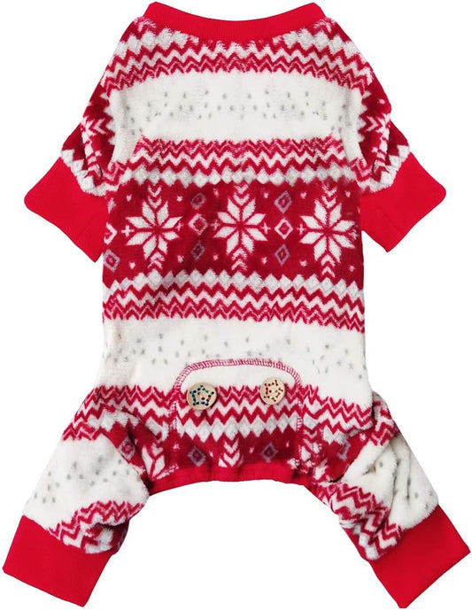 kyeese Christmas Dog Pajamas with Snowflake Pattern