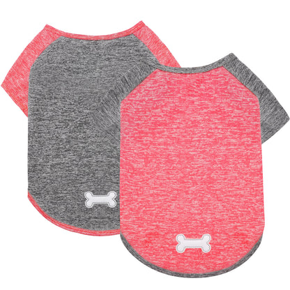 KYEESE 2 Pack Dog Shirt-Quick Dry Dog T-Shirts with Reflective Label Raglan Sleeve