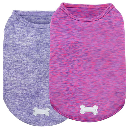 KYEESE 2 Pack Dog Shirts- Sun Protection Quick Dry Reflective Label Sleeveless Dog Vest