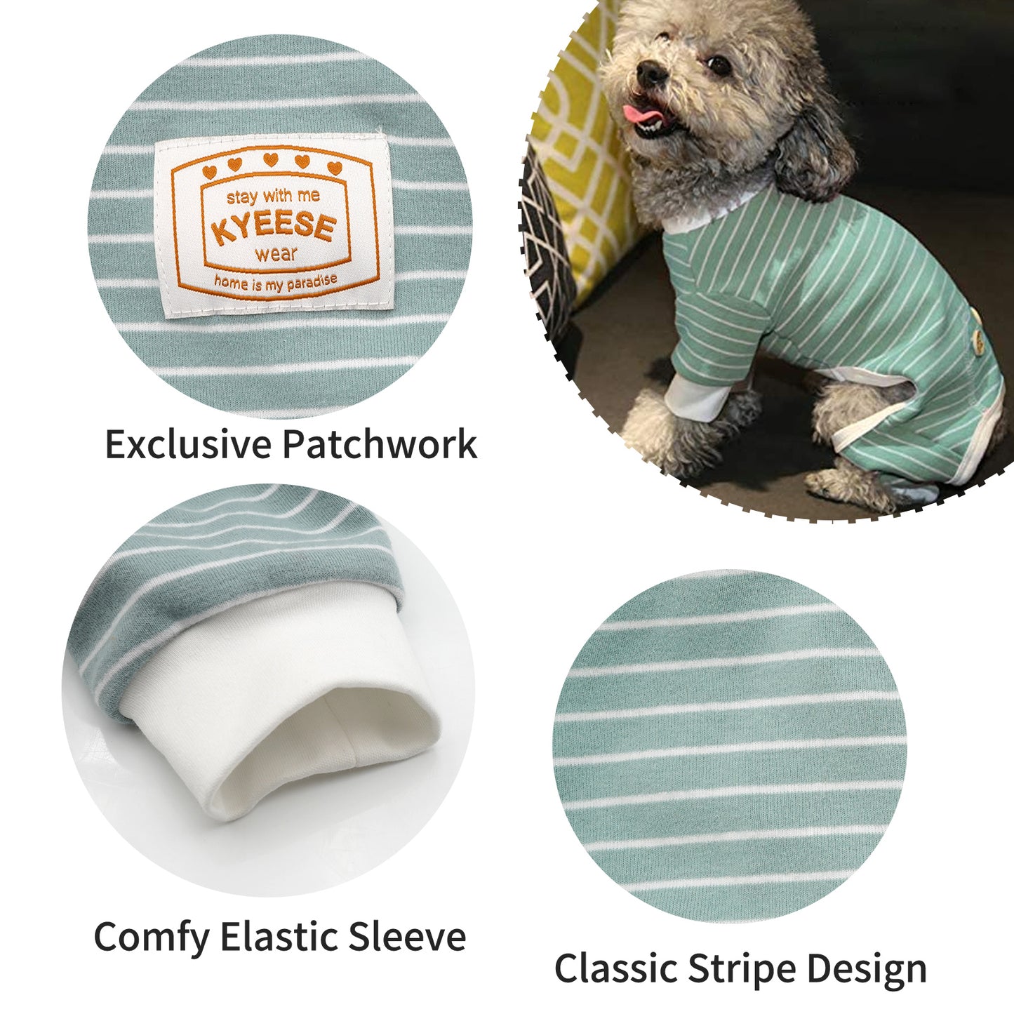 KYEESE Striped Dog Pajamas – Cozy Sleepwear for Dogs & Cats