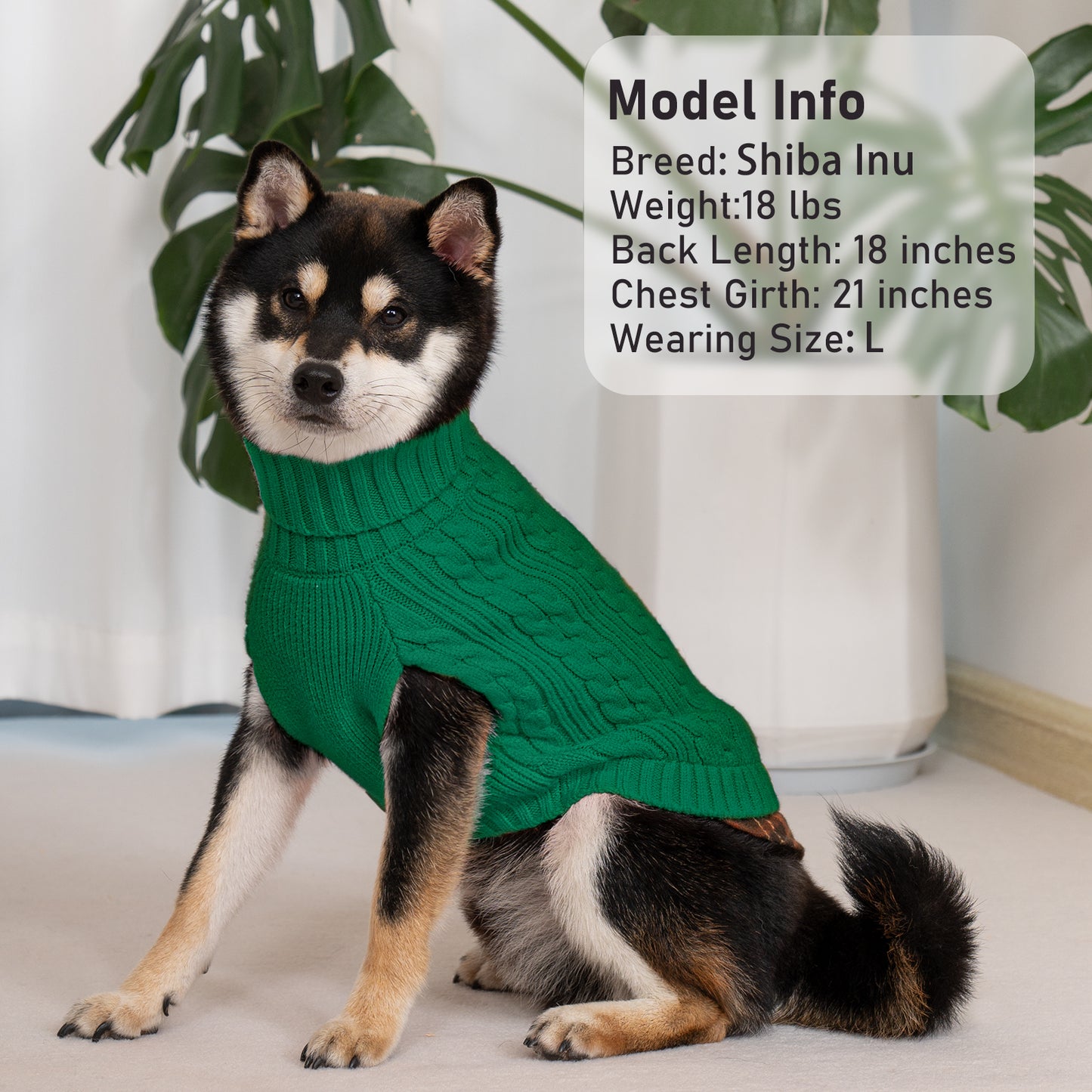 KYEESE Dog Sweater – Turtleneck Dog Sweater with Gingham Patchwork, Stretchy Knitwear Soft Warm