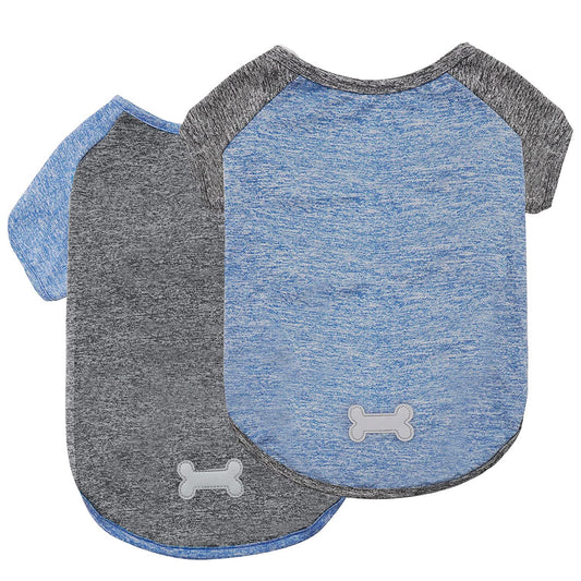 KYEESE 2 Pack Dog Shirt-Quick Dry Dog T-Shirts with Reflective Label Raglan Sleeve