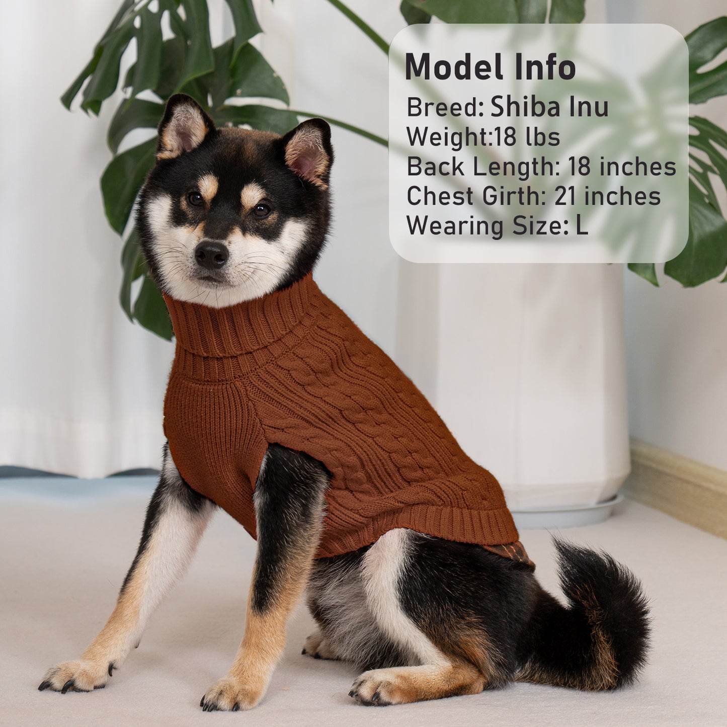 KYEESE Dog Sweater – Turtleneck Dog Sweater with Gingham Patchwork, Stretchy Knitwear Soft Warm