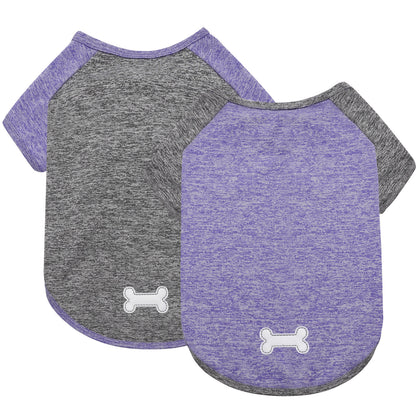 KYEESE 2 Pack Dog Shirt-Quick Dry Dog T-Shirts with Reflective Label Raglan Sleeve
