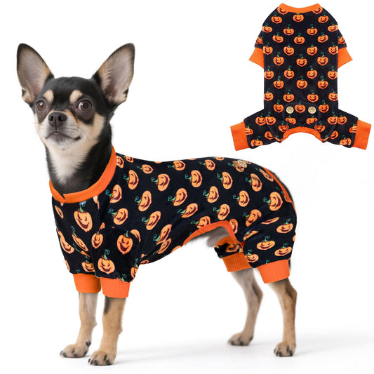 KYEESE Halloween  Dog Pajamas-Cute Pumpkin Turtleneck Festival Jammies