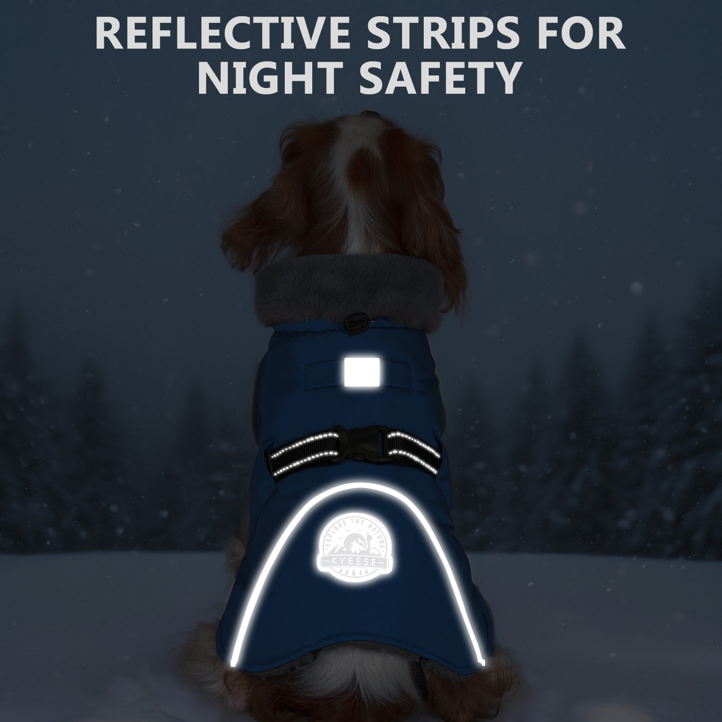 KYEESE Dog Coat-Windproof Warm Winter Jacket with Leash Hole ReflectiveThick Fleece Lined