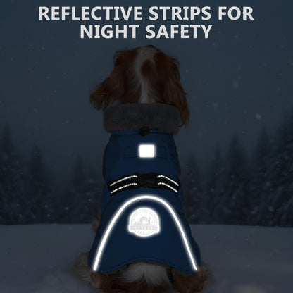 KYEESE Dog Coat-Windproof Warm Winter Jacket with Leash Hole ReflectiveThick Fleece Lined