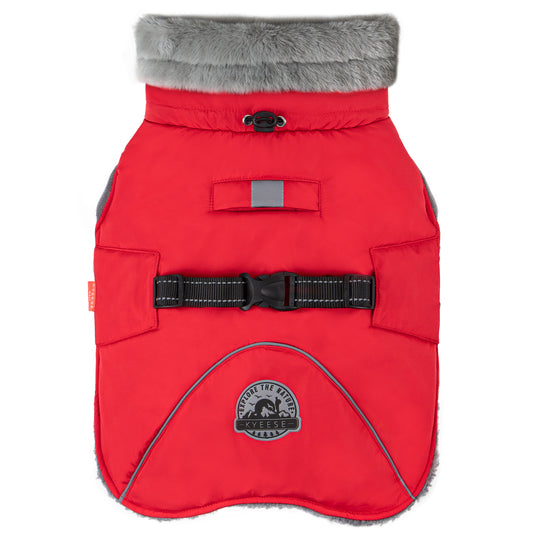 KYEESE Dog Coat-Windproof Warm Winter Jacket with Leash Hole ReflectiveThick Fleece Lined