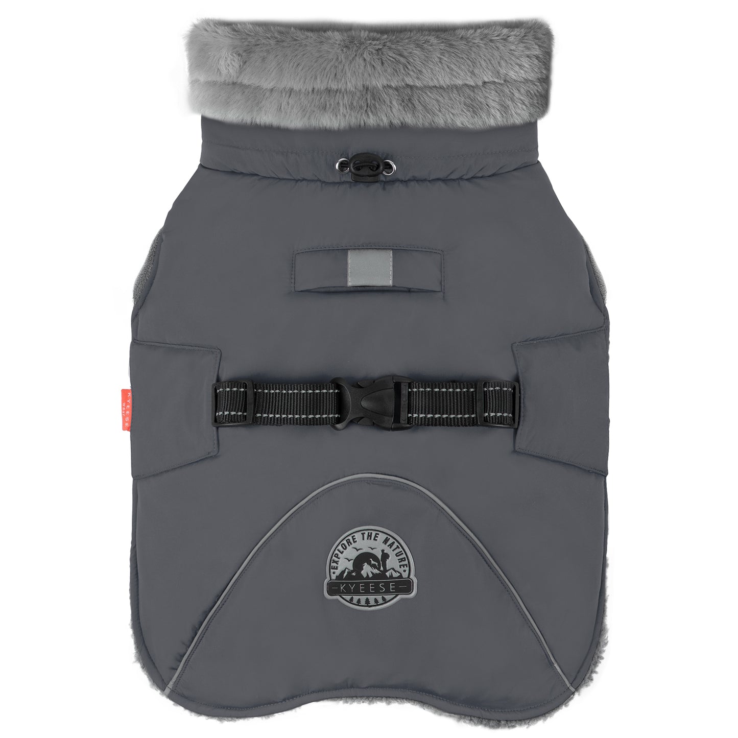 KYEESE Dog Coat-Windproof Warm Winter Jacket with Leash Hole ReflectiveThick Fleece Lined