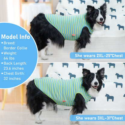 KYEESE 2Pack Striped Dog Shirts – Lightweight Cotton Sleeveless T-Shirts
