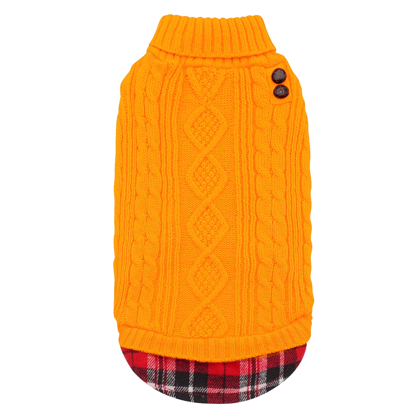 KYEESE Dog Sweater – Turtleneck Dog Sweater with Gingham Patchwork, Stretchy Knitwear Soft Warm