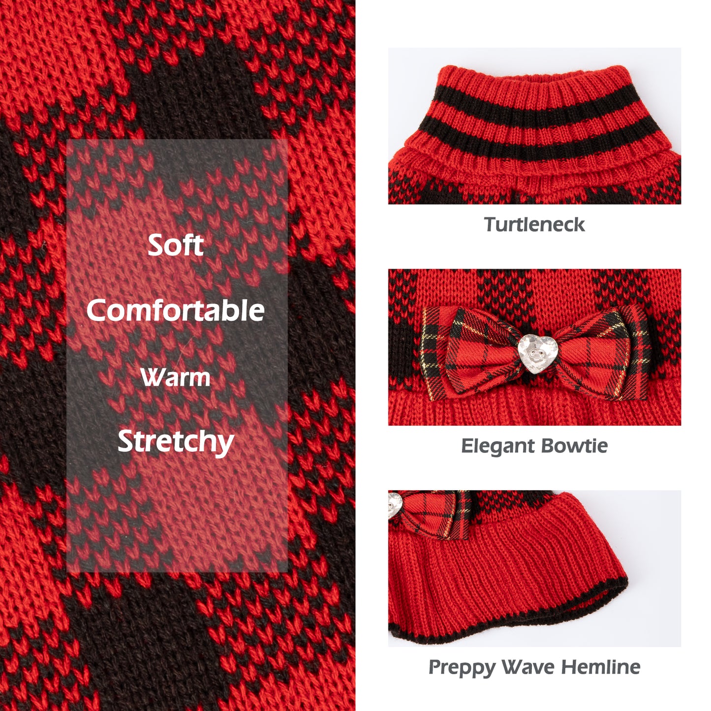 CHRISTMAS DOG PLAID SWEATER DRESS