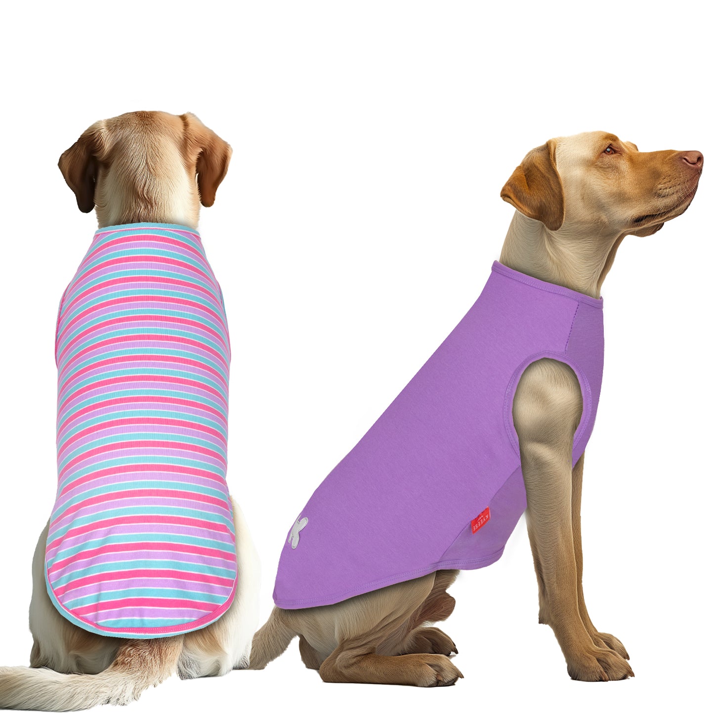 KYEESE 2Pack Striped Dog Shirts – Lightweight Cotton Sleeveless T-Shirts