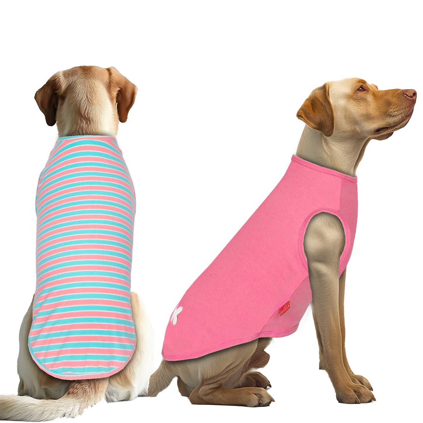 KYEESE 2Pack Striped Dog Shirts – Lightweight Cotton Sleeveless T-Shirts