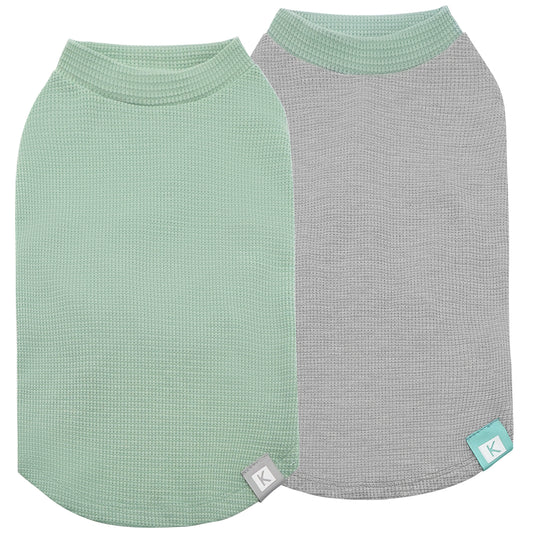 KYEESE 2Pack Waffle Dog Shirts – Lightweight Breathable Striped Tank Tops
