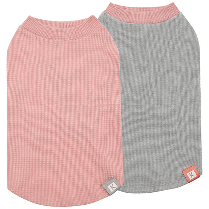 KYEESE 2Pack Waffle Dog Shirts – Lightweight Breathable Striped Tank Tops